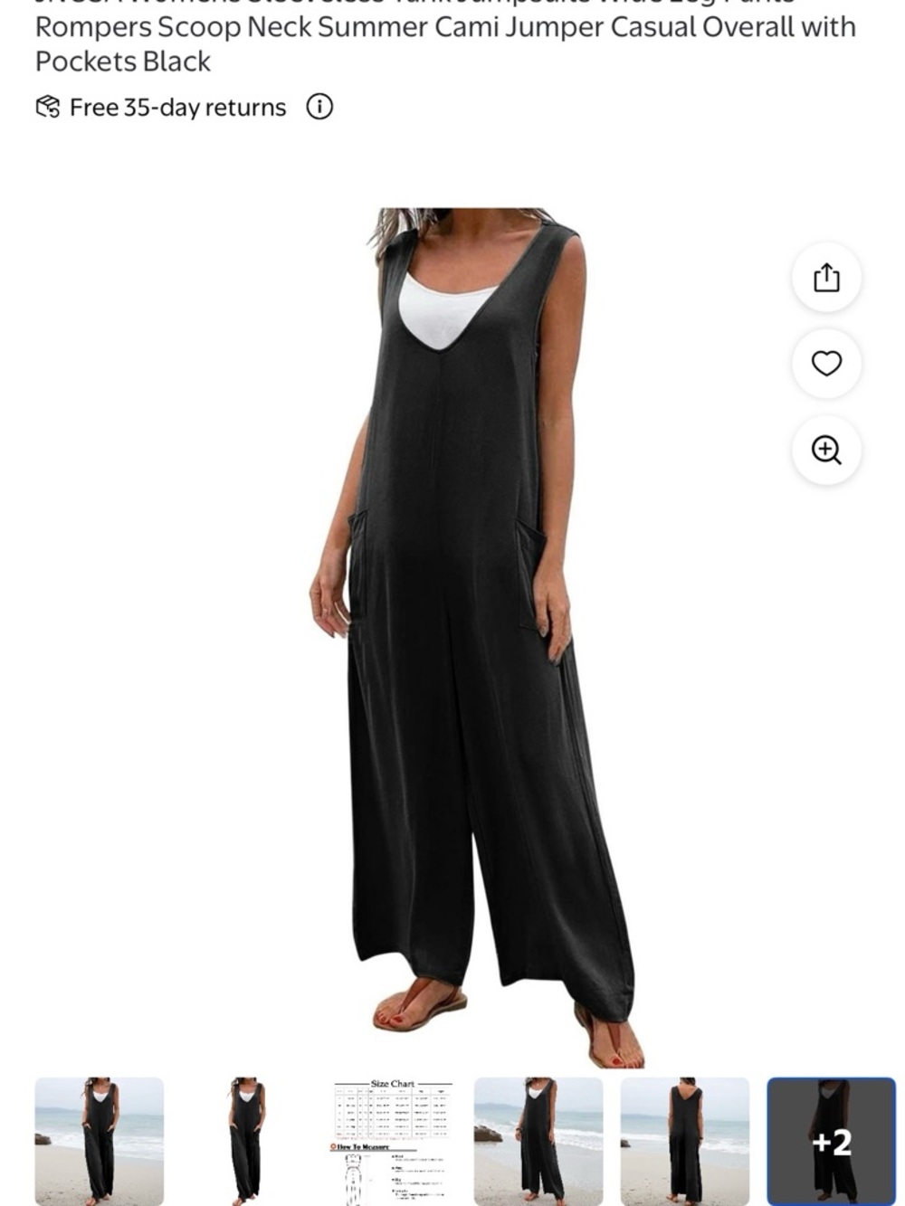 NEW Casual Scoop Neck Wide-Leg Jumpsuit - Black